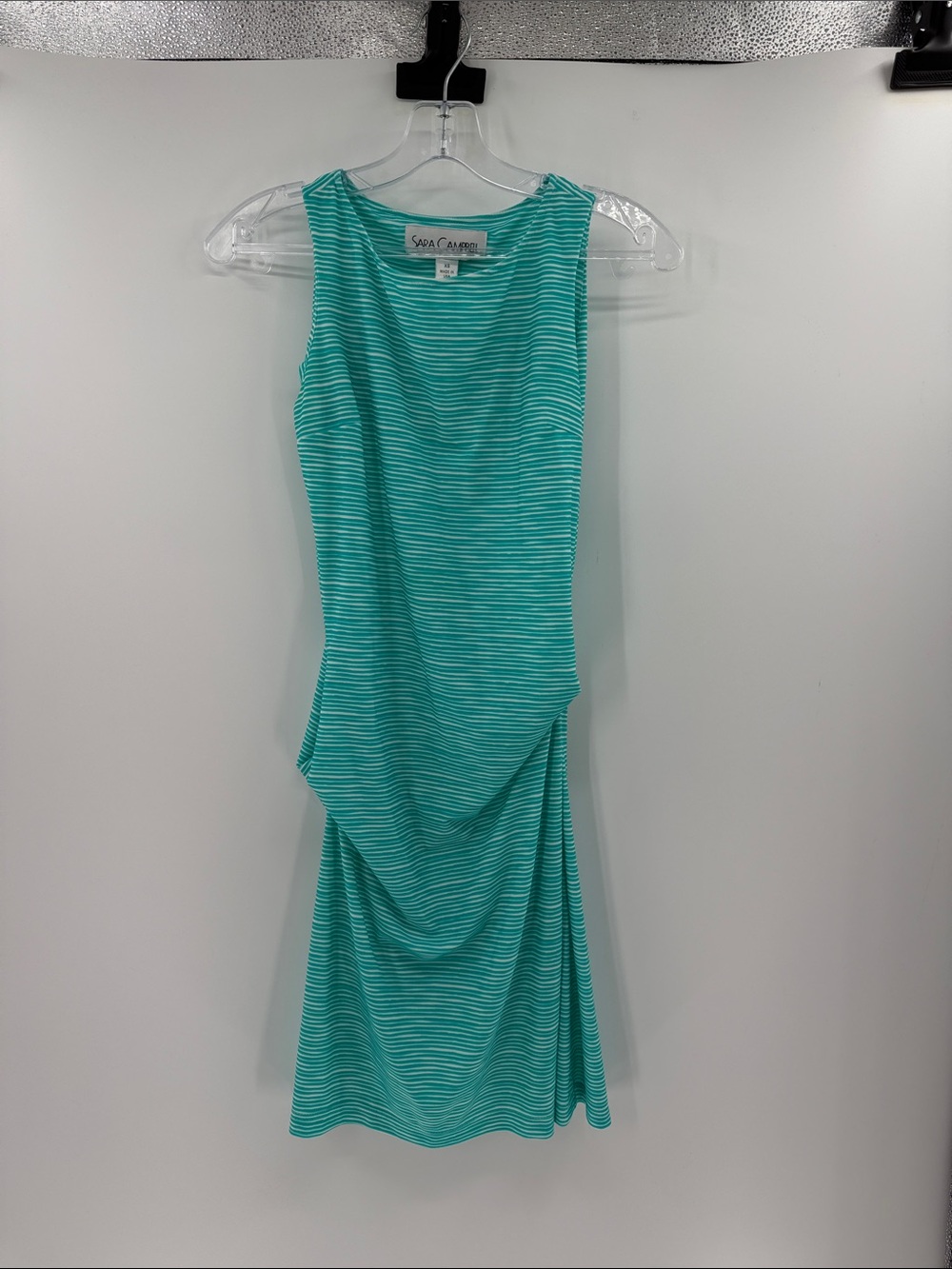 Sara Campbell Athleisure Sleeveless Stripe Dress - Aqua/White - XS
